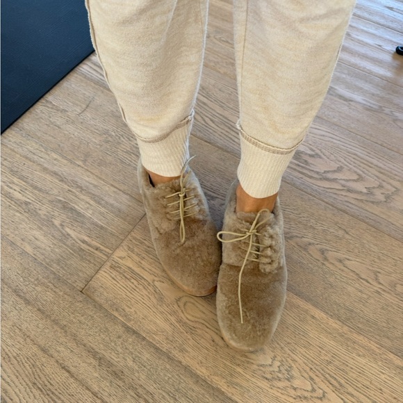 Free People Used Paloma Barcelo lace-up Beige Shearling chunky rubber sole shoes - Picture 5 of 14